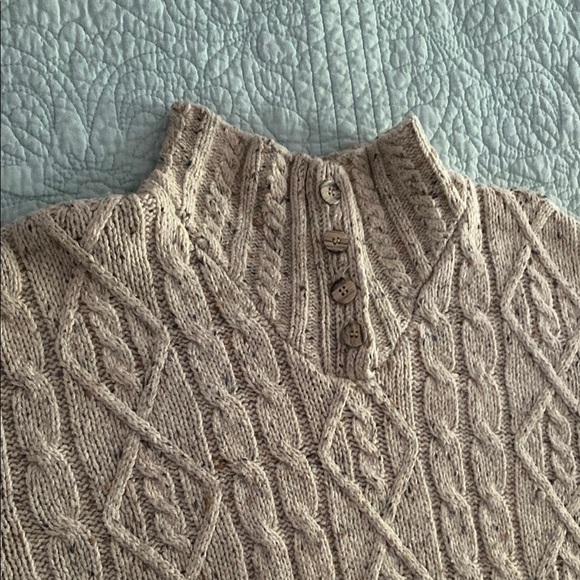 St. John's Bay Cream Cowl Neck Sweater with Cable Knit - Picture 3 of 4